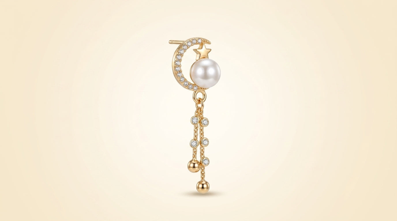 Celestial Pearl Tassel Drop Earrings