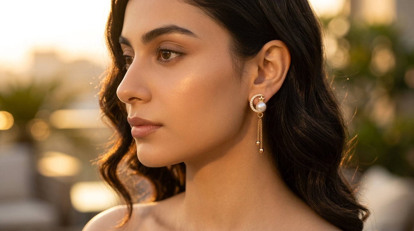 Celestial Pearl Tassel Drop Earrings