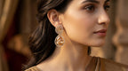 Champagne Crystal Halo Drop Statement Earrings