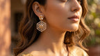 Champagne Hexa Glow Statement Earrings