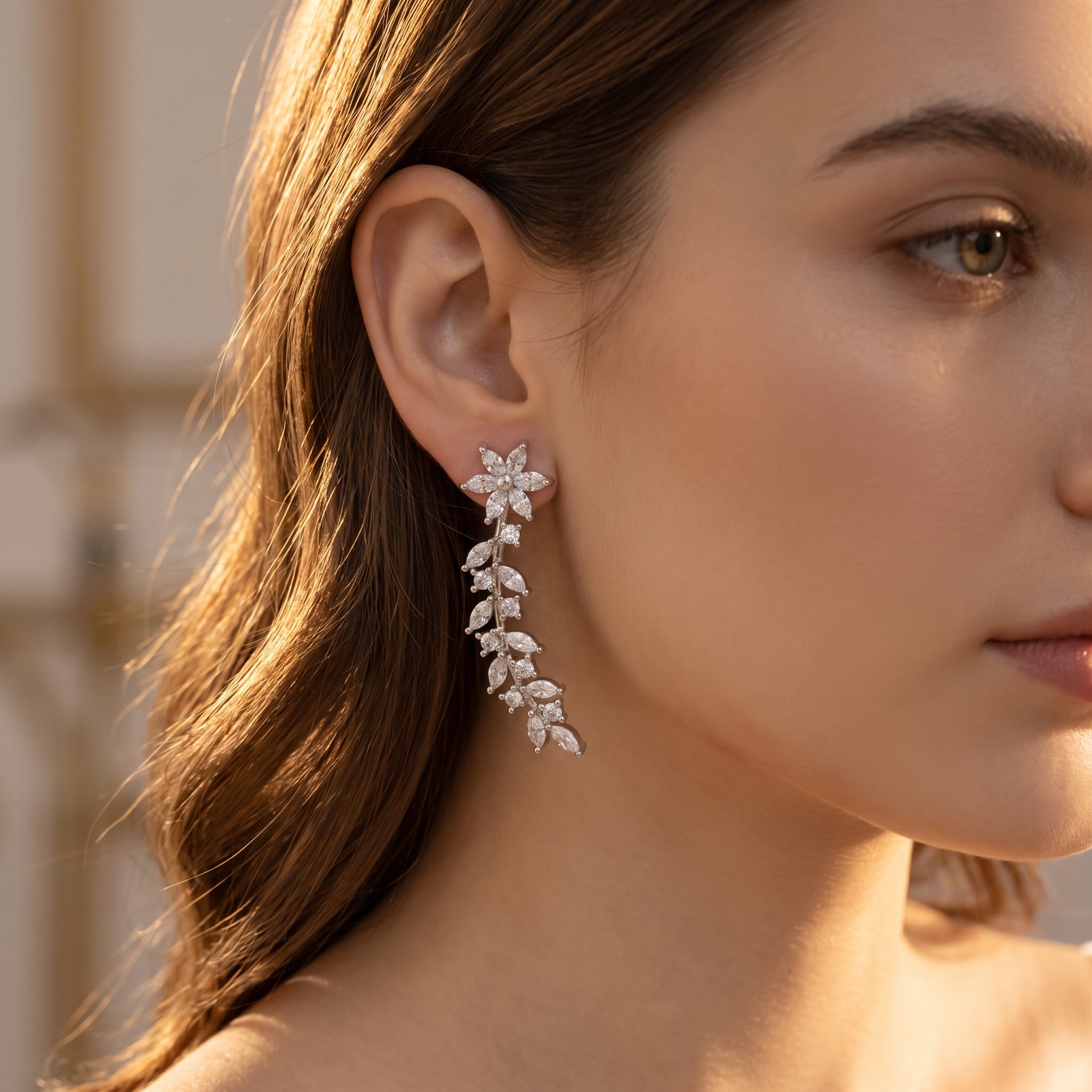 Crystal Floral Vine Ear Climbers