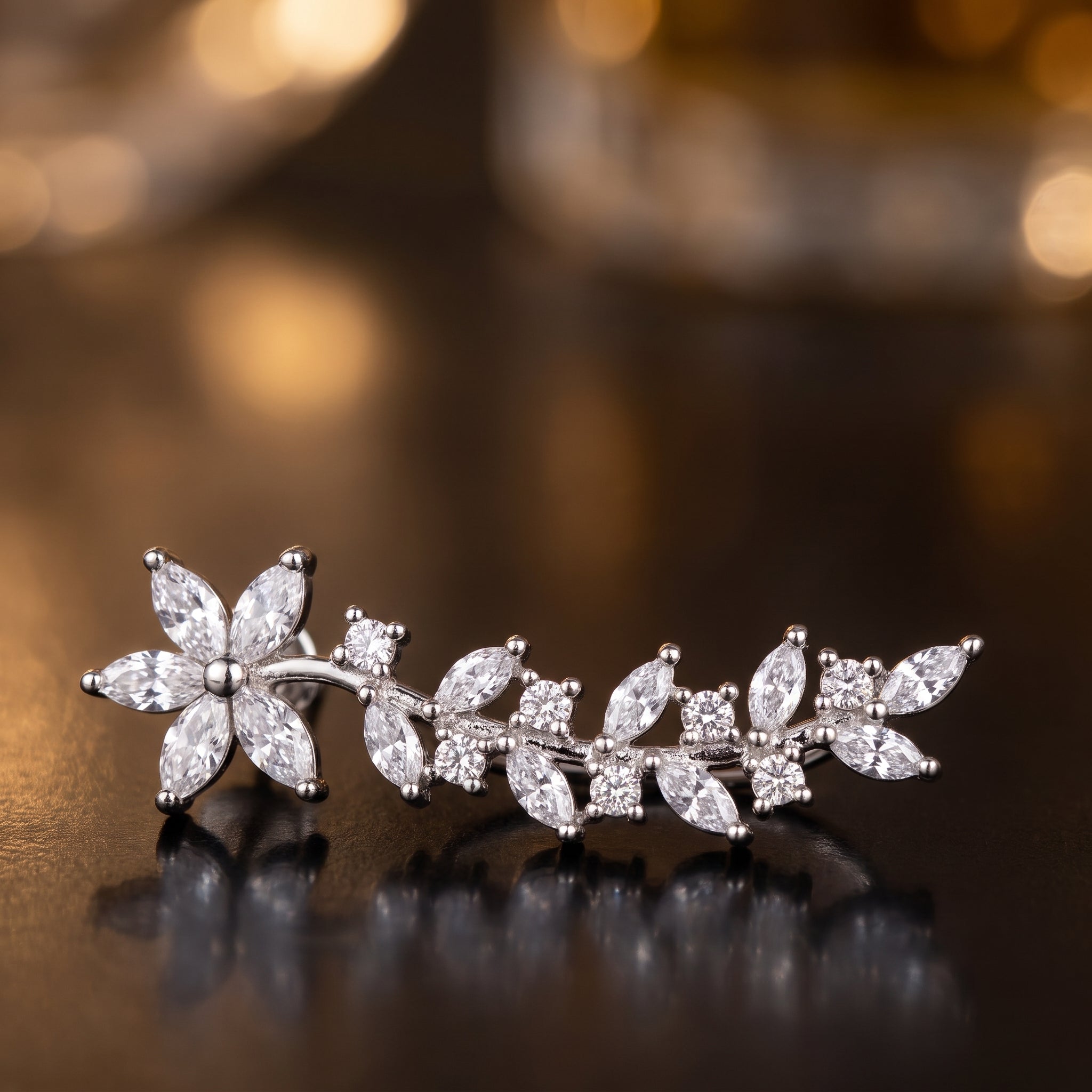 Crystal Floral Vine Ear Climbers