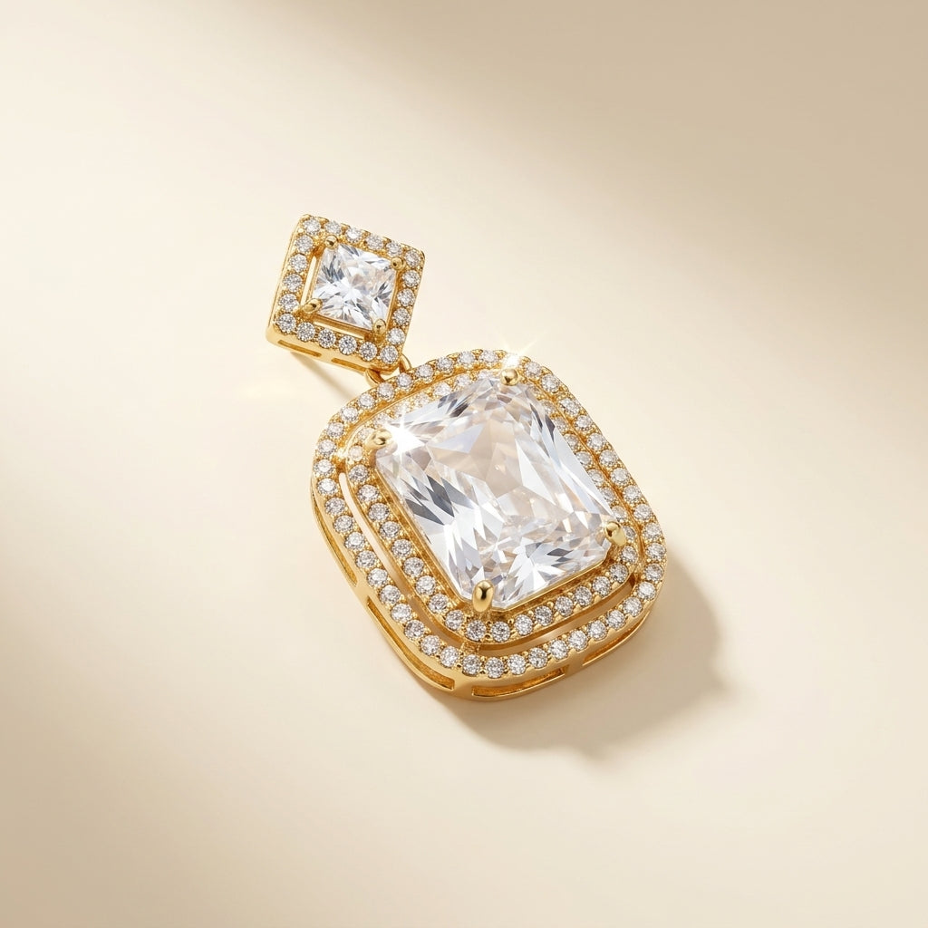 Crystal Cushion-Cut Halo Statement Earrings