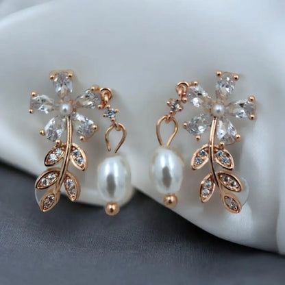 Floral Elegance Pearl Drop Earrings