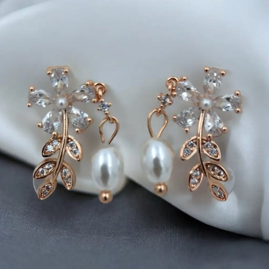 Floral Elegance Pearl Drop Earrings