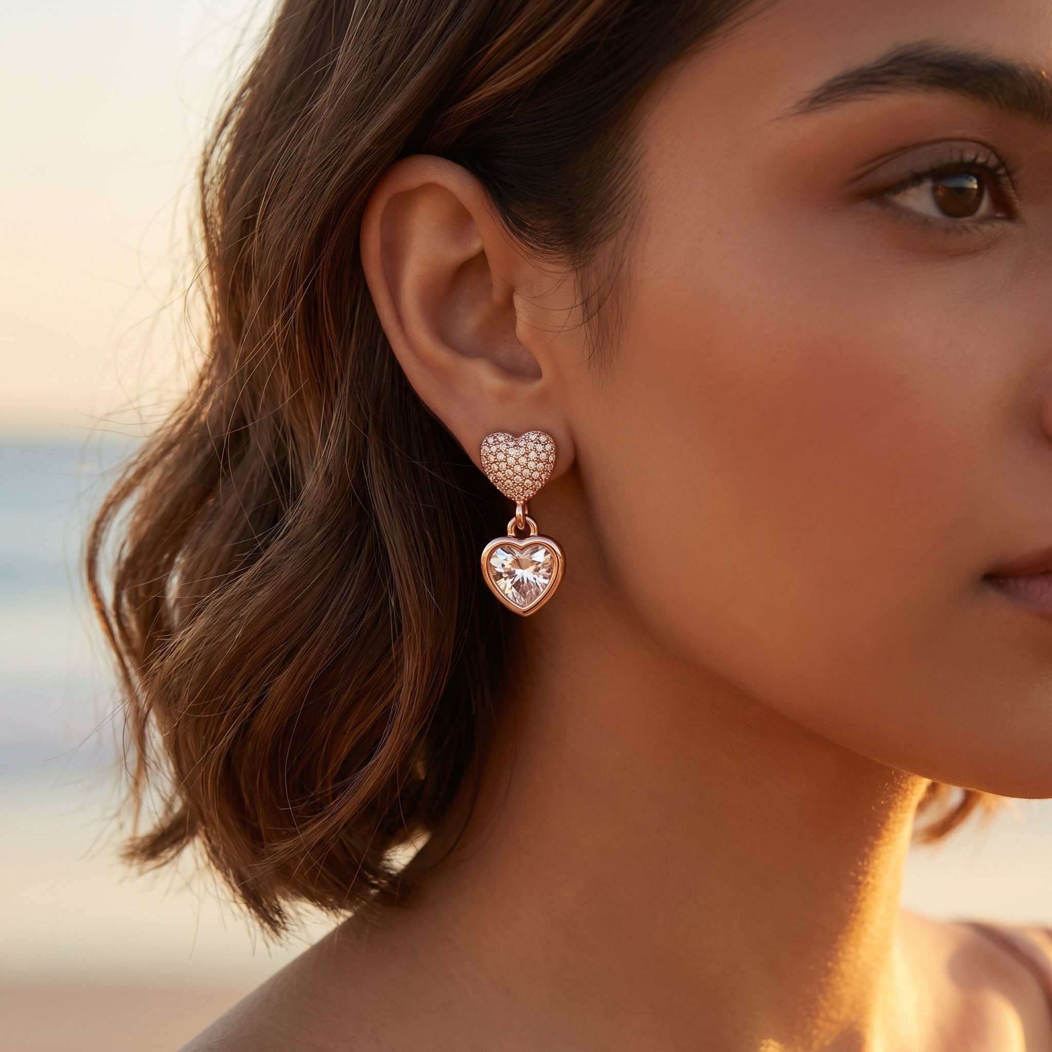 Double Heart Spark Drop Earrings