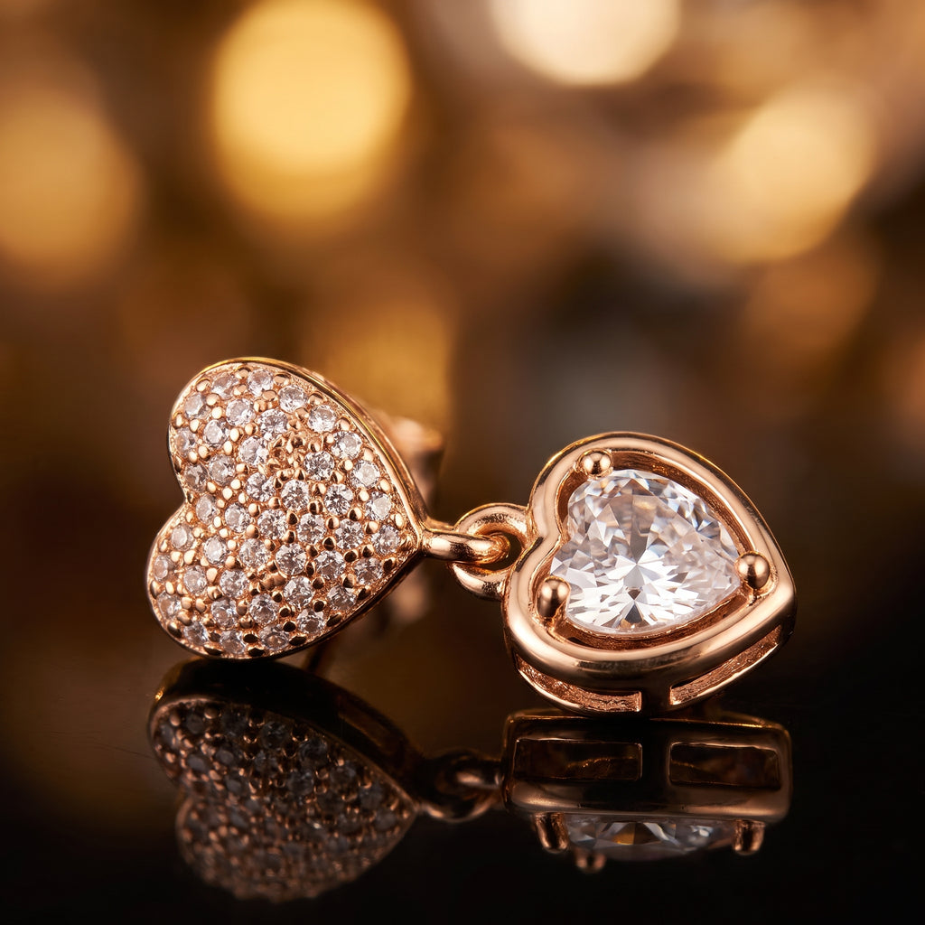 Double Heart Spark Drop Earrings