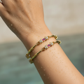 Graceful Ruby & Crystal Gold Bangle Set