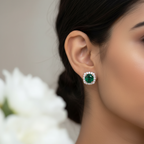 Evergreen Halo Stud Earrings