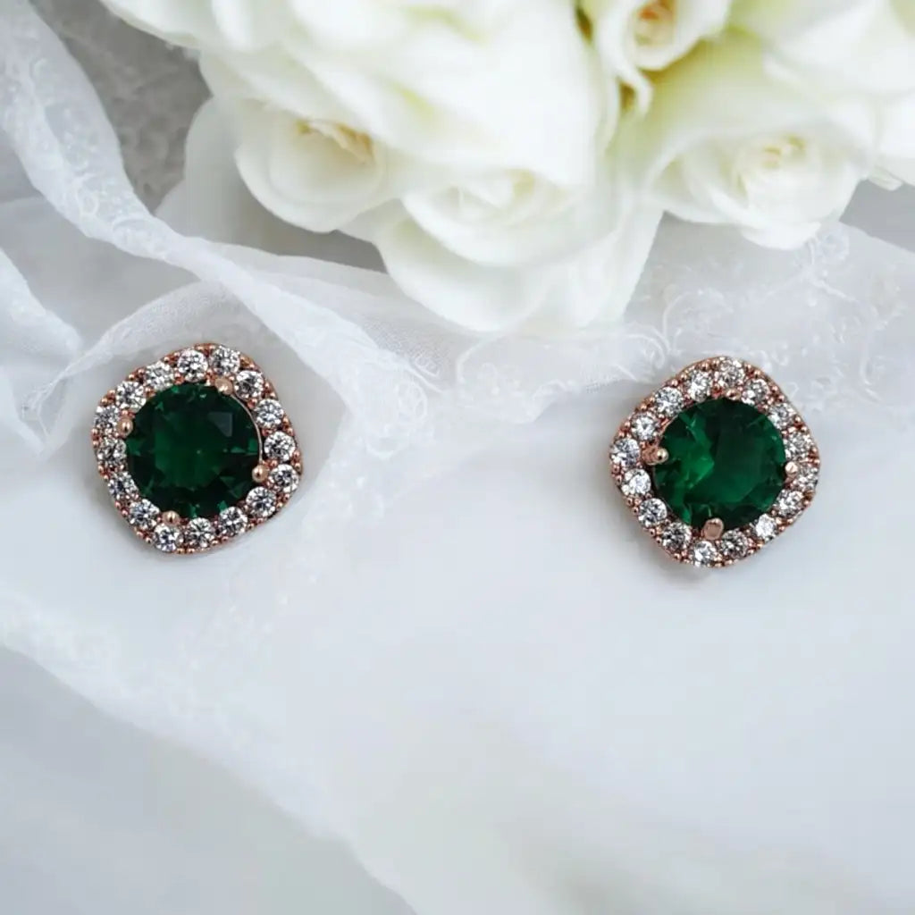 Evergreen Halo Stud Earrings