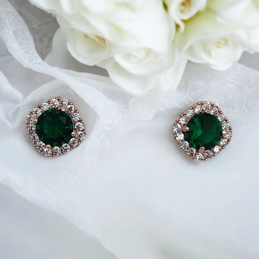 Evergreen Halo Stud Earrings