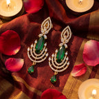 Emerald Cascade Luxe Statement Earrings - festive styling
