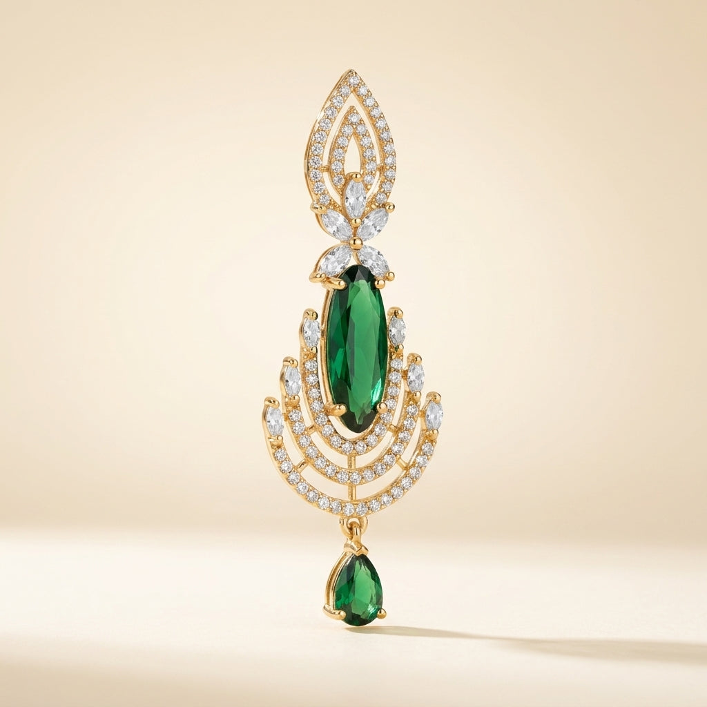 Emerald Cascade Luxe Statement Earrings - studio hero
