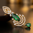 Emerald Cascade Luxe Statement Earrings - macro detail