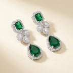 Emerald Teardrop Crystal Cluster Earrings - studio hero