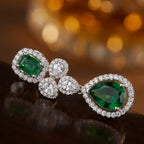 Emerald Teardrop Crystal Cluster Earrings - macro detail