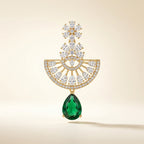 Emerald Drop Floral Halo Statement Earrings