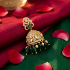Emerald Beaded Temple Jhumka Earrings