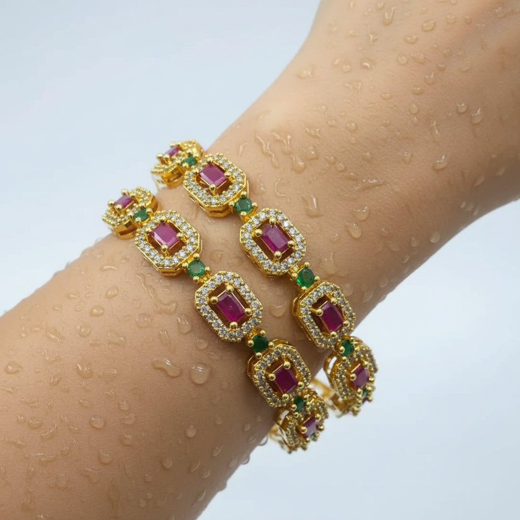 Royal Ruby & Emerald Bangle Set