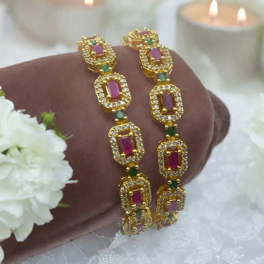 Royal Ruby & Emerald Bangle Set