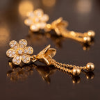 Floral Bloom Tassel Drop Earrings