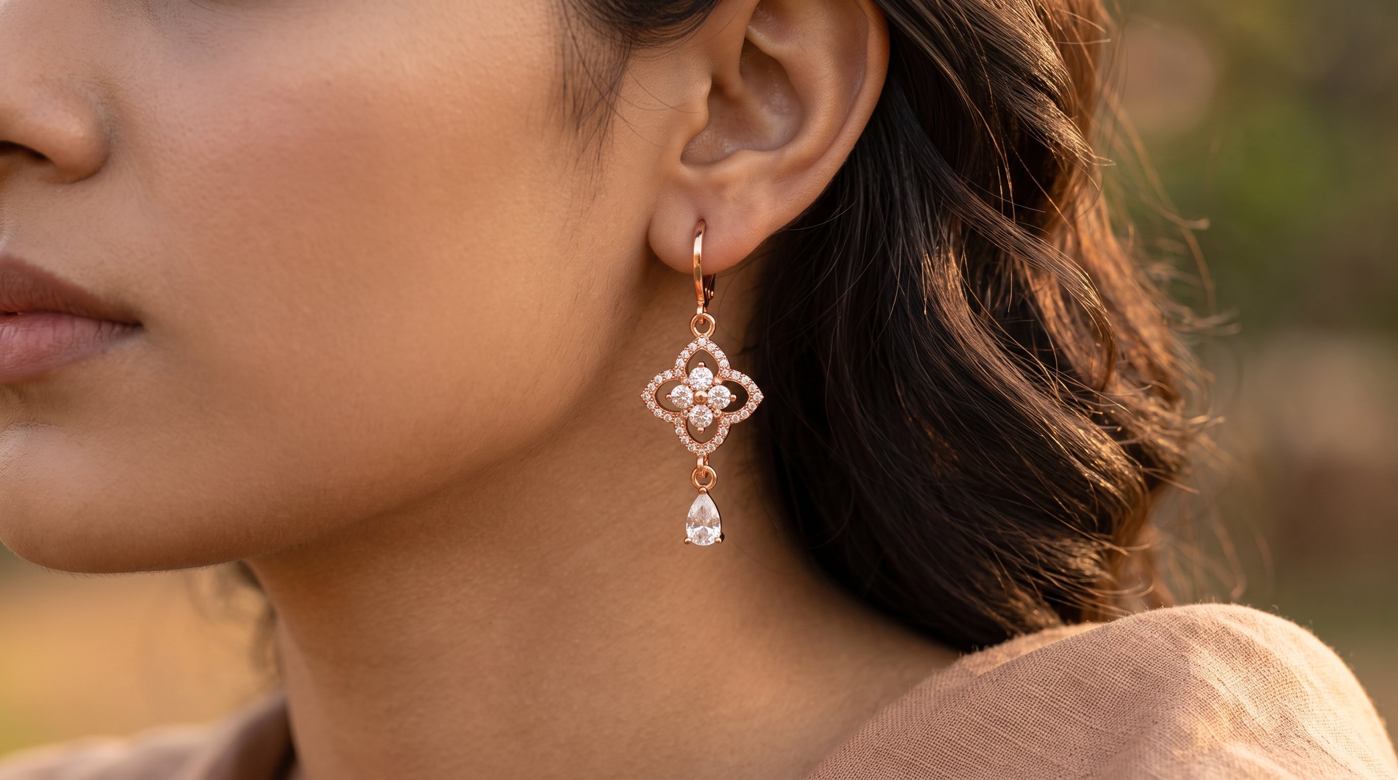 Floral Clover Drop Earrings