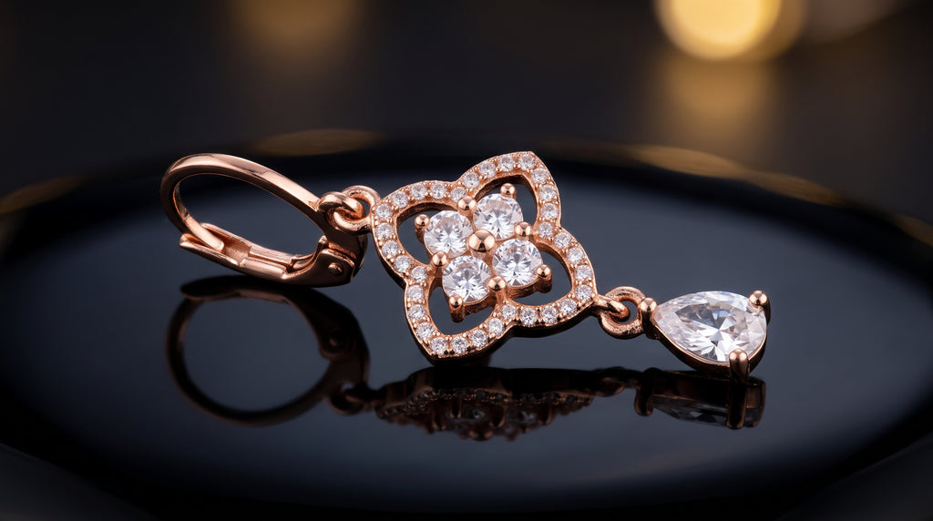 Floral Clover Drop Earrings