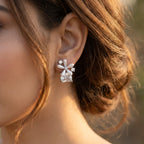 Floral Crystal Drop Stud Earrings