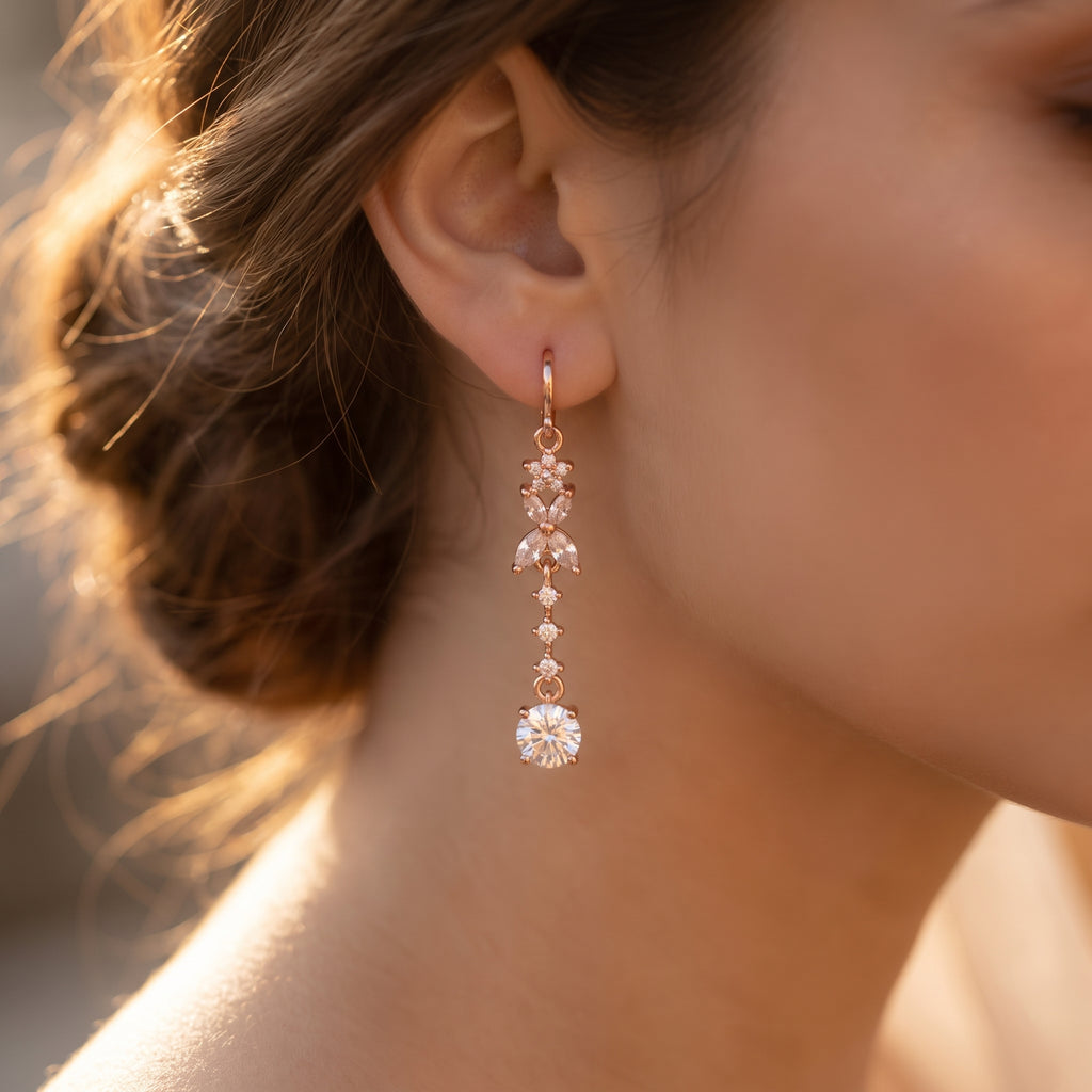 Floral Vine Crystal Drop Earrings