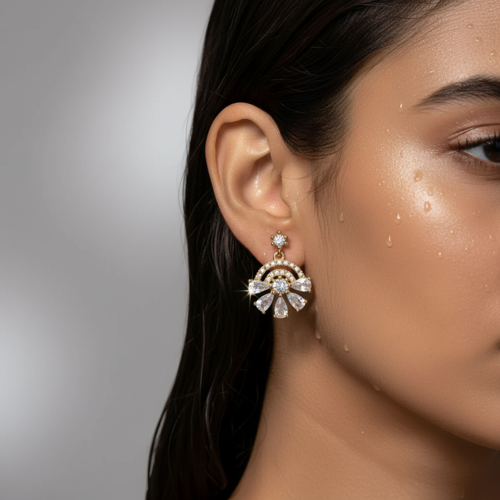 Golden Radiance Fan Earrings