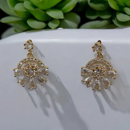 Golden Radiance Fan Earrings