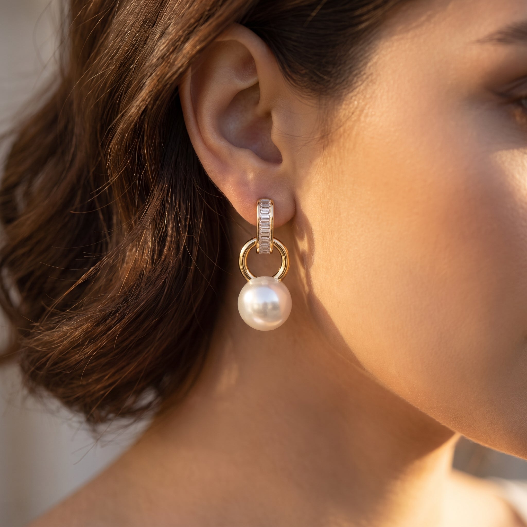 Gold Crystal Hoop Earrings
