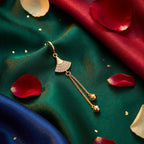 Fan Motif Crystal Tassel Earrings - festive