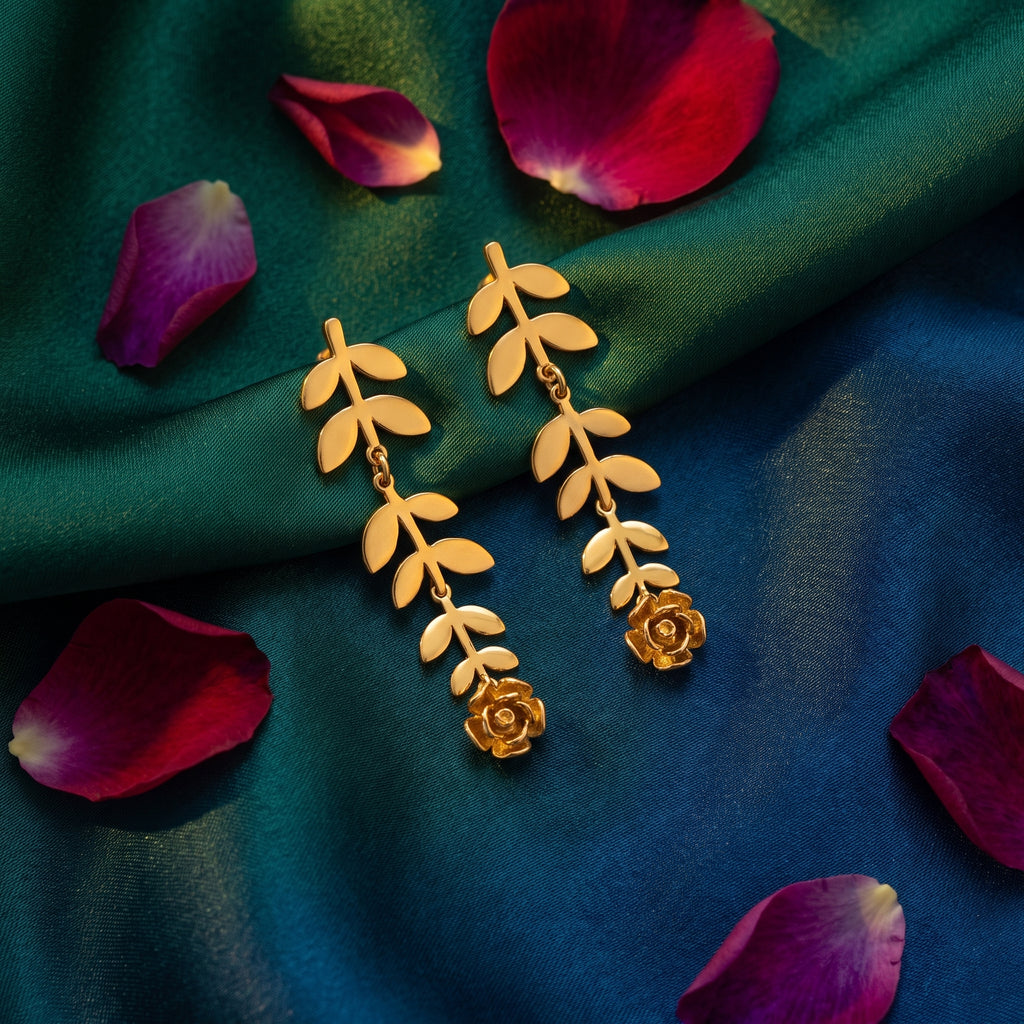 Leaf Drop Earrings - festive