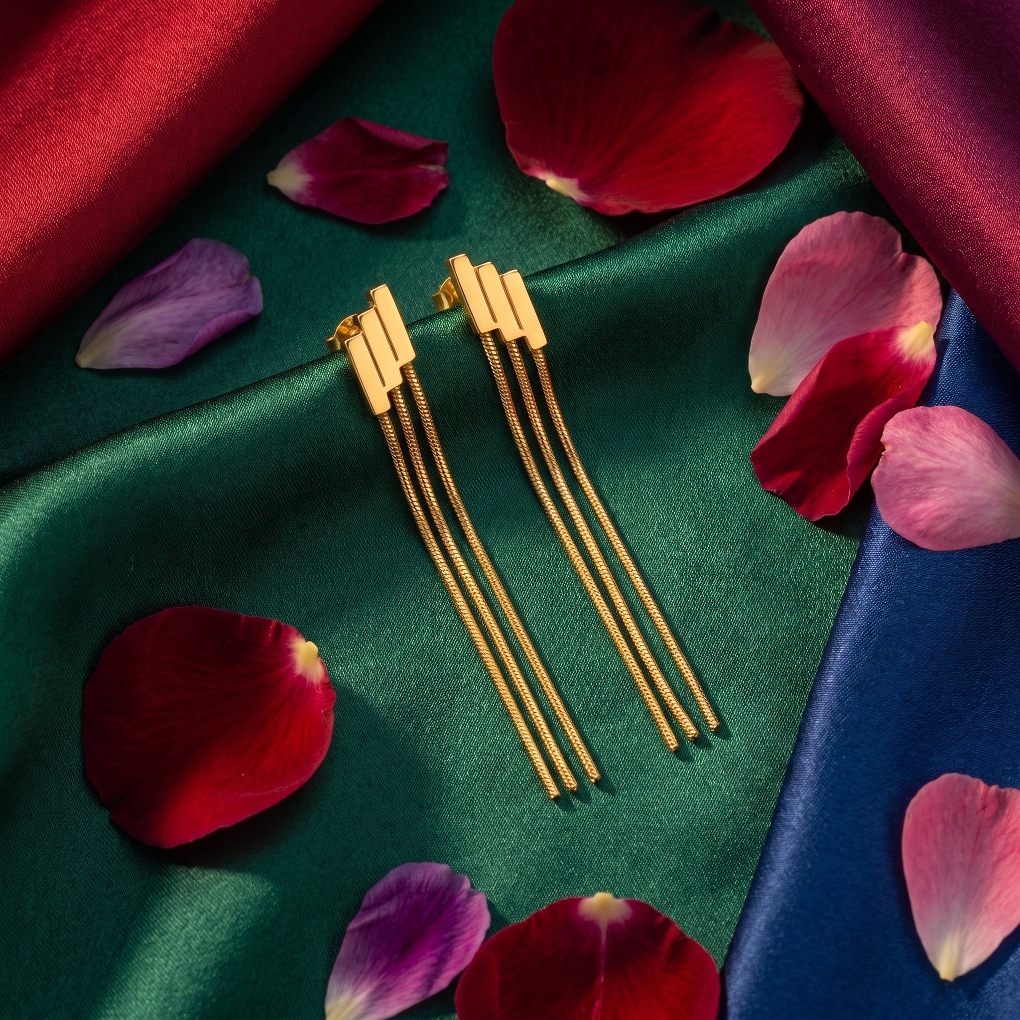 Geometric Tassel Earrings - festive