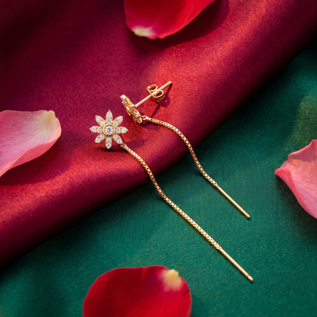 Sunburst Threader Chain Earrings - festive