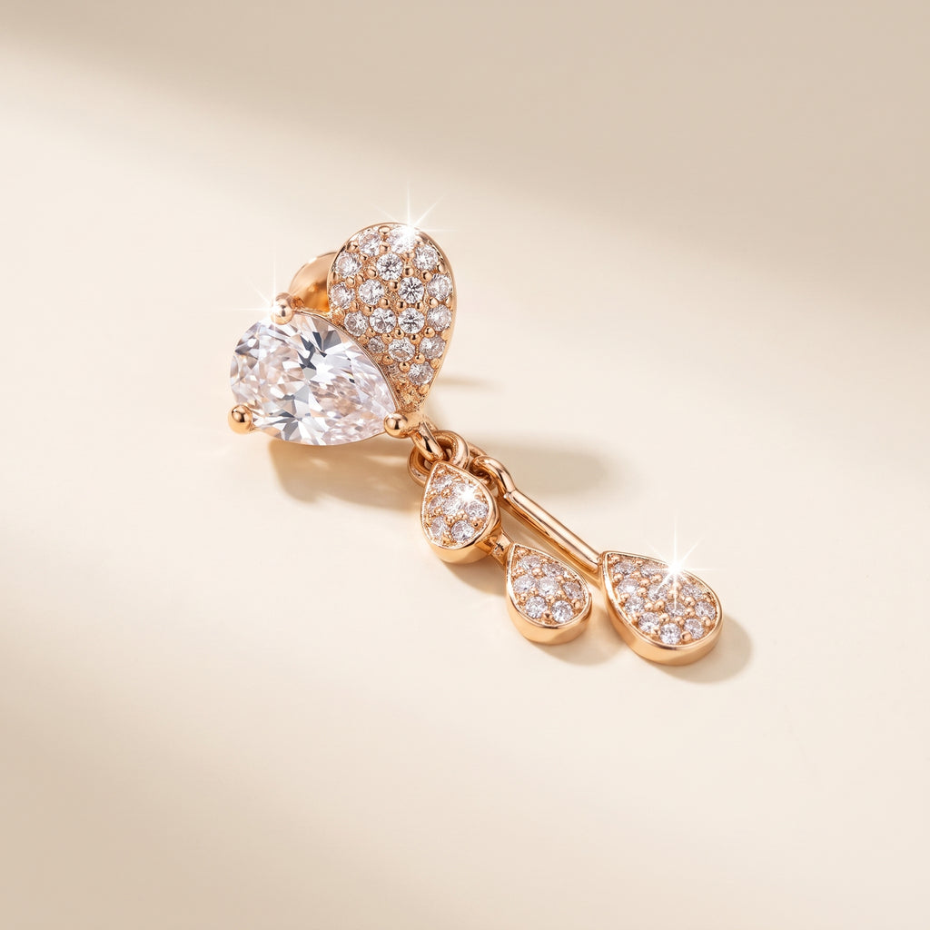 Heart Leaf Crystal Drop Earrings - hero