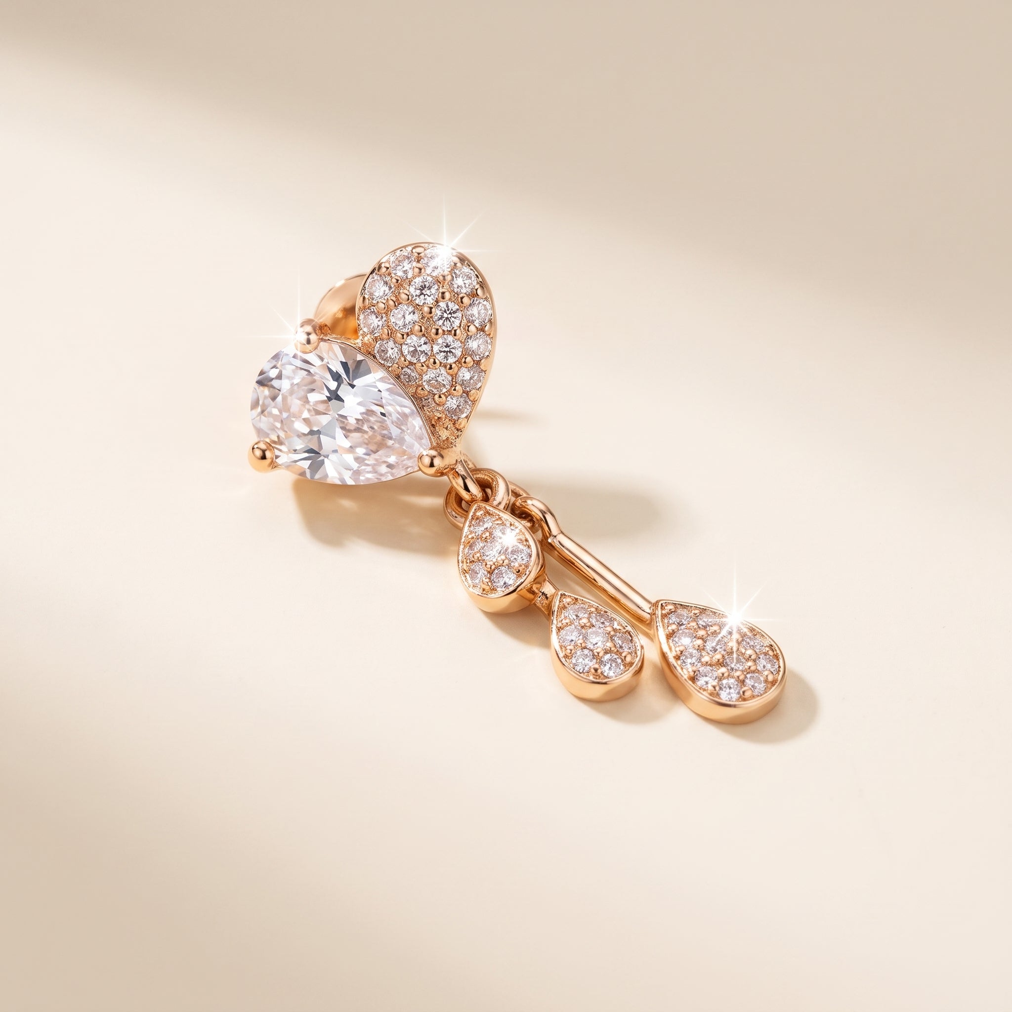 Heart Leaf Crystal Drop Earrings - hero