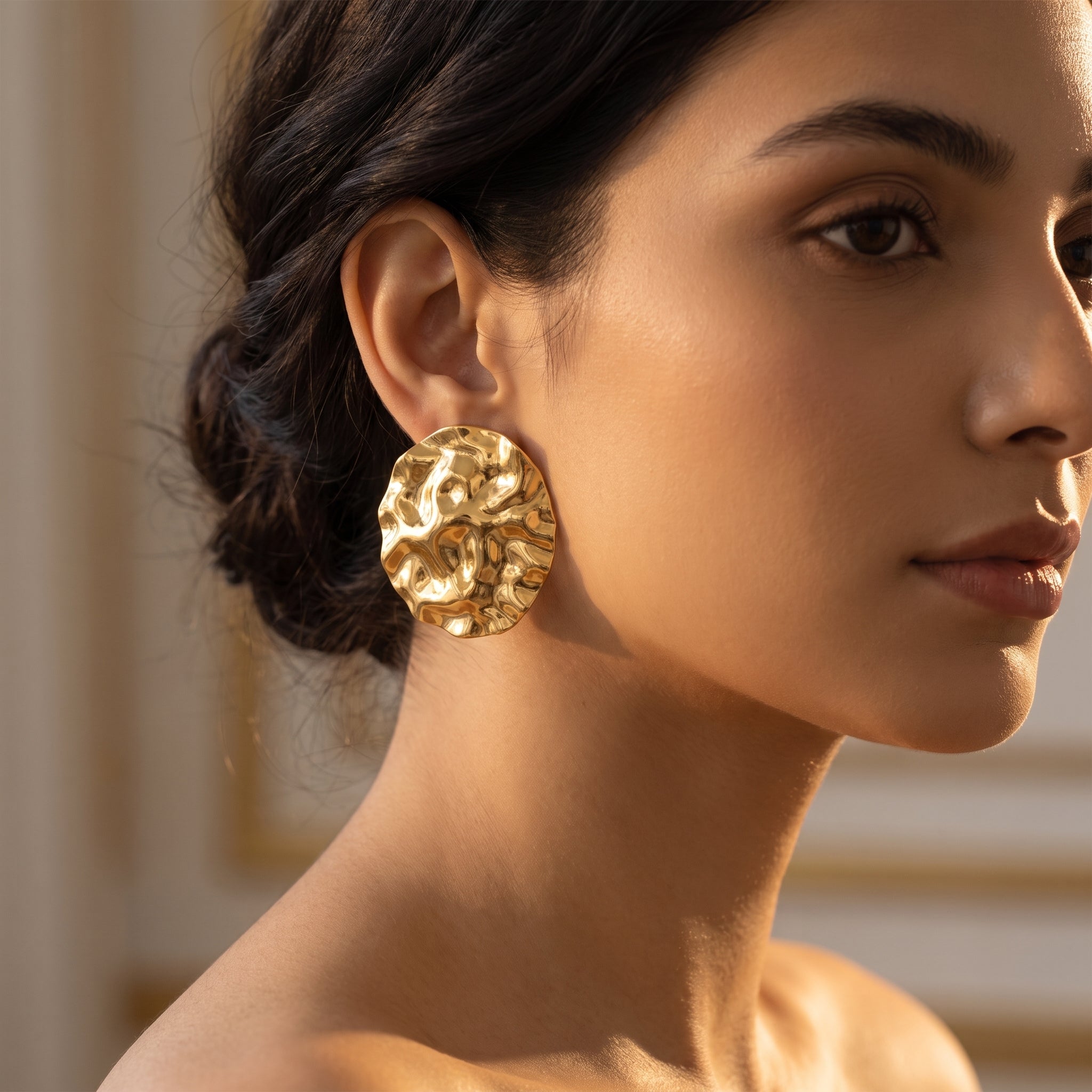 Hammered Disc Earrings - lifestyle