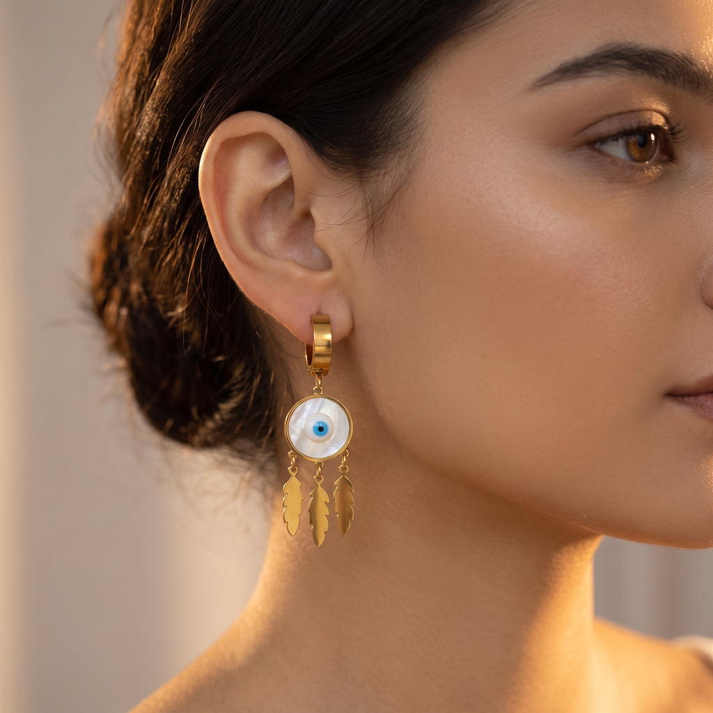 Evil Eye Drop Earrings - lifestyle