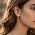 Heart Leaf Crystal Drop Earrings - lifestyle