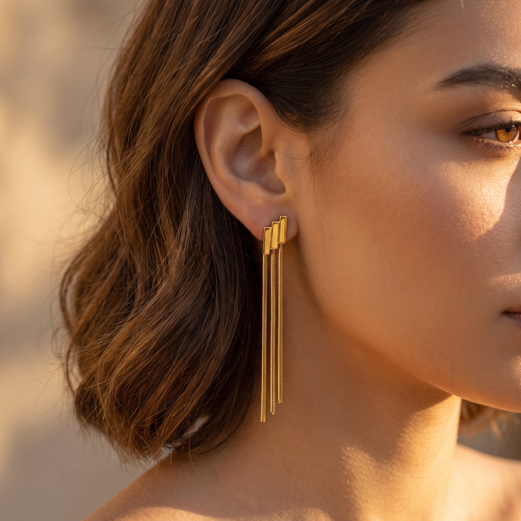 Geometric Tassel Earrings - lifestyle