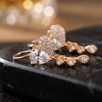 Heart Leaf Crystal Drop Earrings - macro
