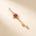 Geometric Ruby-Tone Tassel Drop Earrings