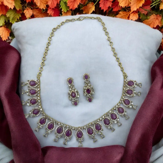 Royal Amethyst Necklace and Earrings Set