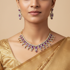 Royal Amethyst Necklace and Earrings Set