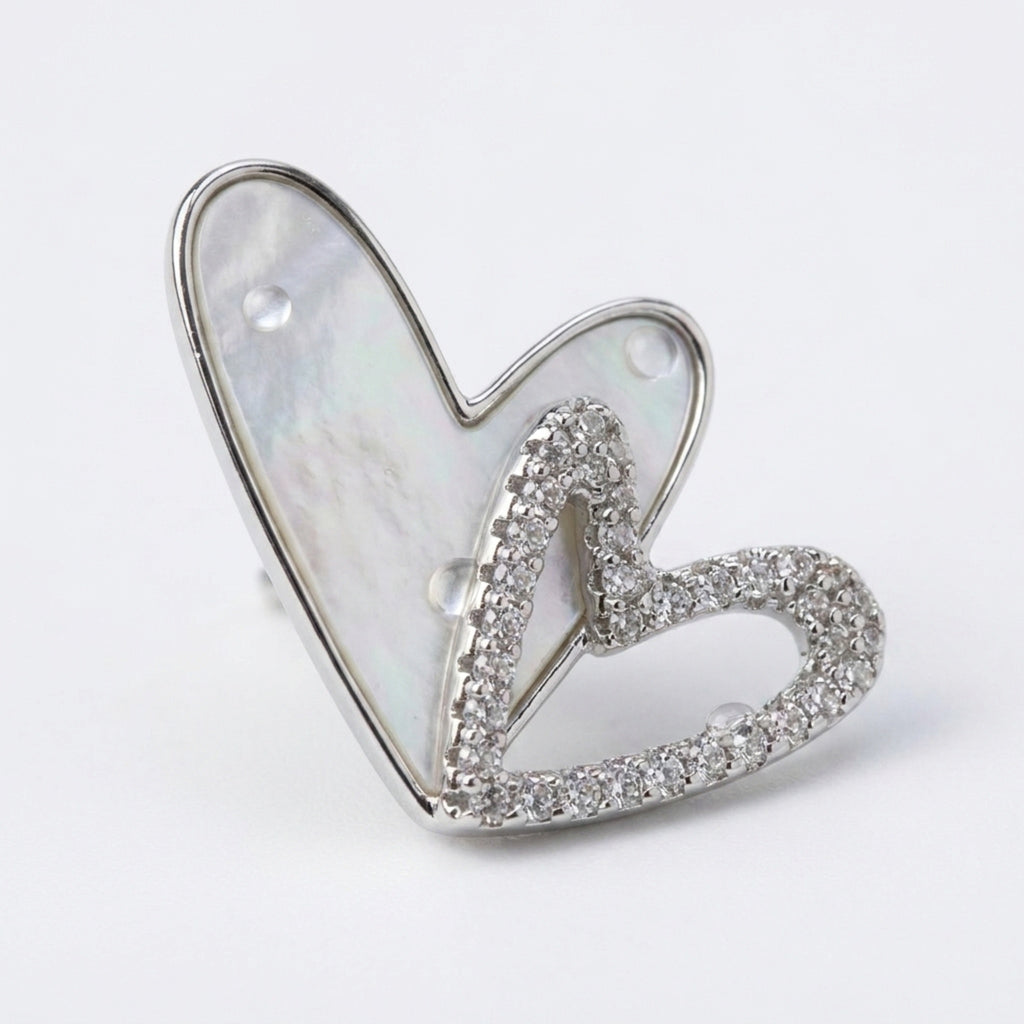 KJ-AI-GALLERY-v1 | Iridescent Double Heart Earrings — macro detail | Krystal Jewels