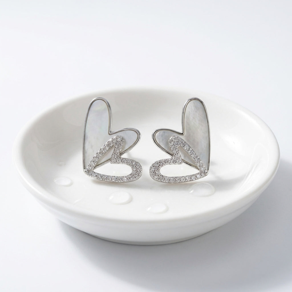KJ-AI-GALLERY-v1 | Iridescent Double Heart Earrings — occasion scene | Krystal Jewels