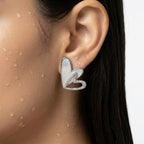 KJ-AI-GALLERY-v1 | Iridescent Double Heart Earrings — lifestyle alternate angle | Krystal Jewels