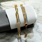 Elegant Red Crystal Bar Bangle Set